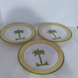 Tabletops 3 Soup Plates Palm Nassau Green Yellow